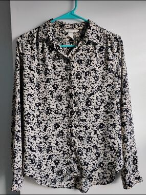 H&M Black and Cream Floral Blouse